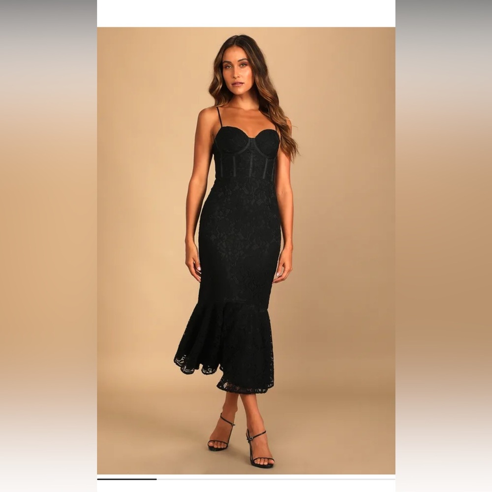 Black lace corset top cocktail dress